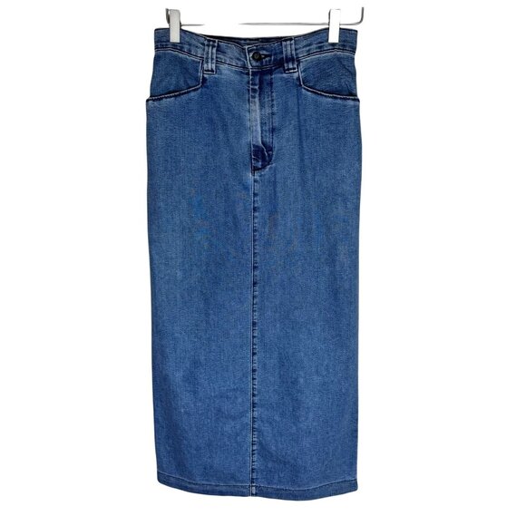 Vintage 90s Lee Denim Maxi Length Pencil Skirt, Classic Retro Skirt, Size 8 - Picture 1 of 9